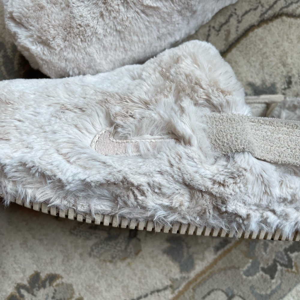 Nike Calm Mule Fuzzy Fur "Sanddrift" Women's Slide - Picture 5 of 10